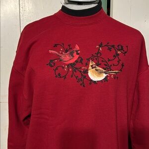 OOAK Hand Painted NWOT Sweatshirt Birds Grandma Cottagecore Jerzees Soft & Warm